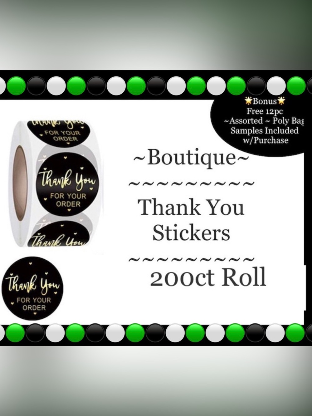 200ct~Thank you Stickers W/Bonus Bags 🌟🆕🌟  (2 Rolls For $20)